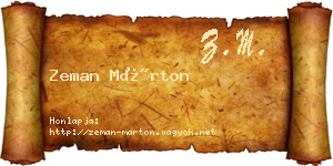 Zeman Márton névjegykártya